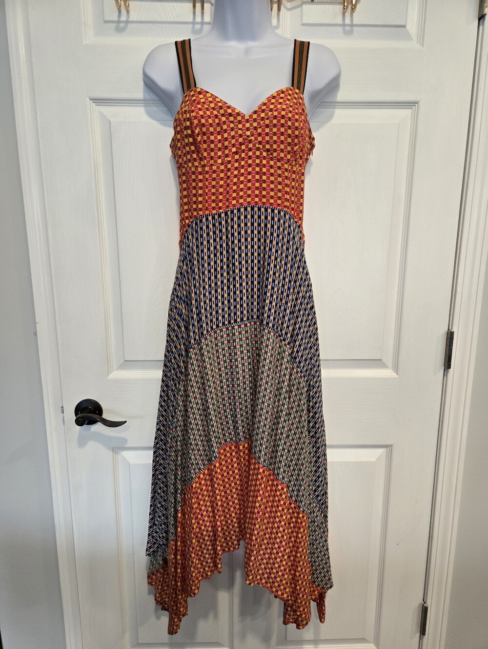 🍒 MAEVE | Multi-Color Midi Dress with Sweetheart Neckline, Size - Picture 5 of 13